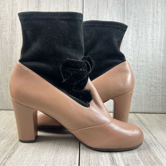 RARE Chie Mihara Black Beige Leather Heeled Boot Shoe Women’s Size 8 EUR 38 - Picture 4 of 10
